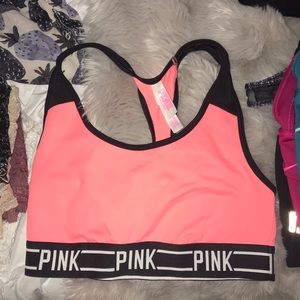 PINK neon coral sports bra
